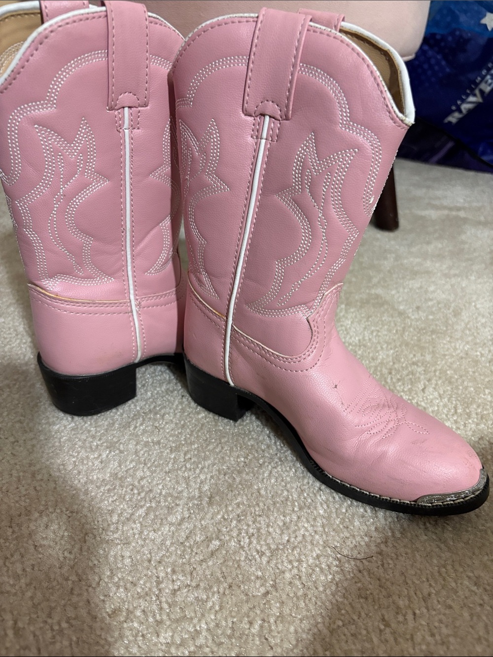 Durango Pink Girls' Western Cowboy Boots with White Trim